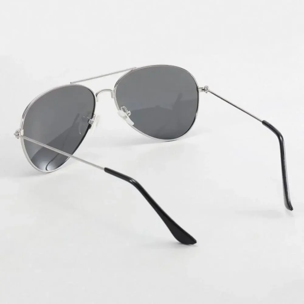 Mens Womens Aviator Silver Frame Sunglasses Grey Gray Lenses Case Included